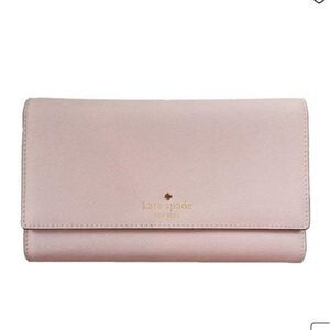 Kate Spade Leather Saffiano Phoenix Mikas Pond Tri-Fold Wallet Color Porcini